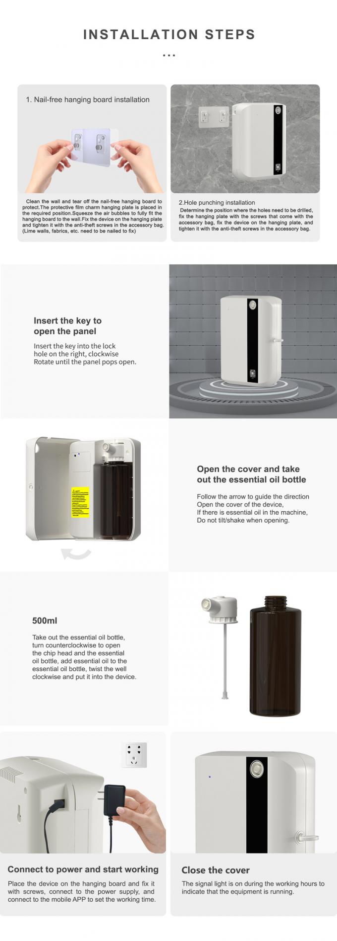 HOMEFISH 500ml 스마트 향기 공기 기기 HVAC 오일 디퓨저 DC 12V 5
