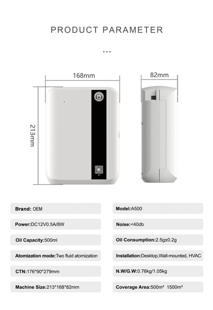 HOMEFISH 500ml 스마트 향기 공기 기기 HVAC 오일 디퓨저 DC 12V 4